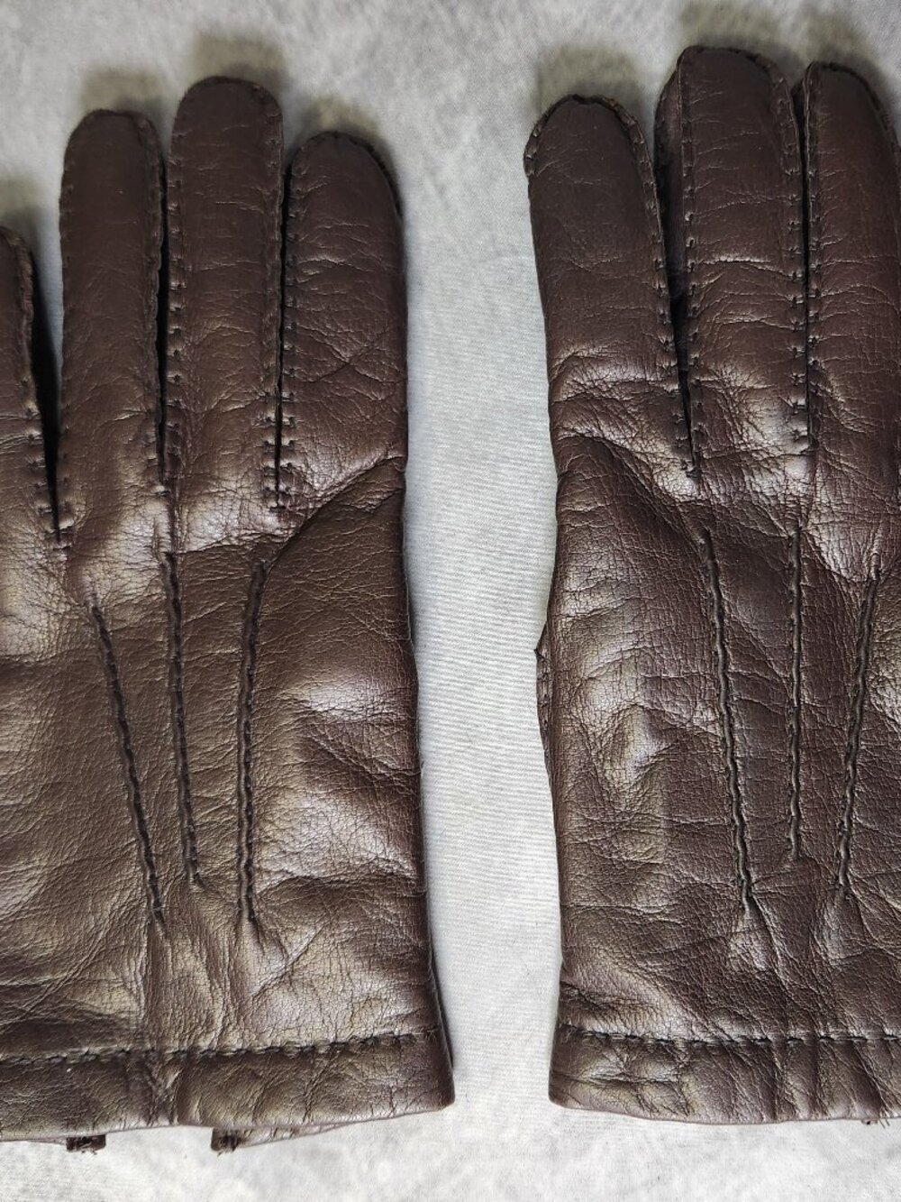 Vintage Aris Men’s Brown Leather Gloves Size Large Cashmere Lined